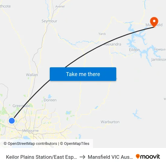 Keilor Plains Station/East Esplanade to Mansfield VIC Australia map