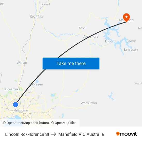 Lincoln Rd/Florence St to Mansfield VIC Australia map