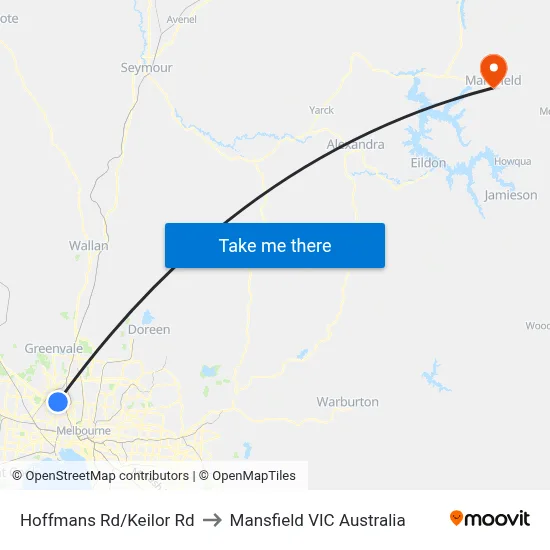 Hoffmans Rd/Keilor Rd to Mansfield VIC Australia map