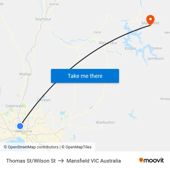 Thomas St/Wilson St to Mansfield VIC Australia map