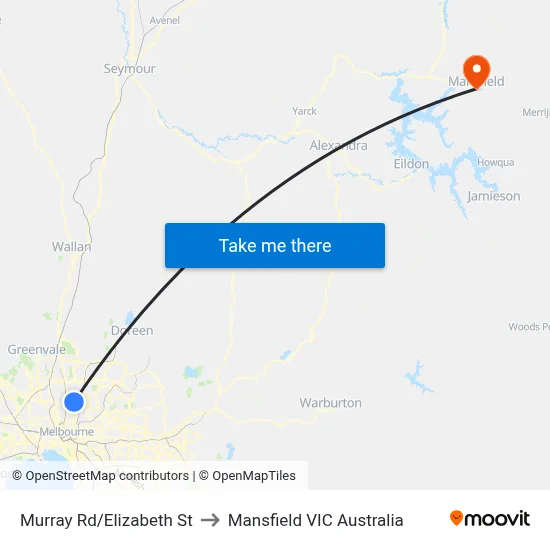 Murray Rd/Elizabeth St to Mansfield VIC Australia map