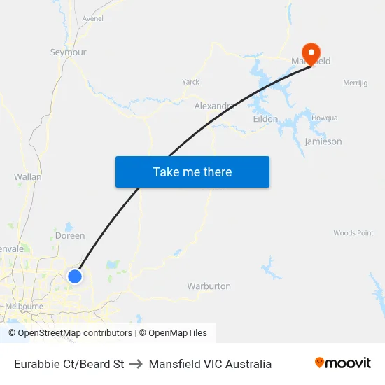 Eurabbie Ct/Beard St to Mansfield VIC Australia map