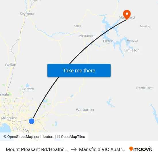Mount Pleasant Rd/Heather Gr to Mansfield VIC Australia map