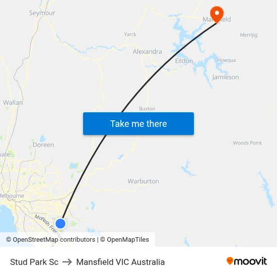 Stud Park Sc to Mansfield VIC Australia map