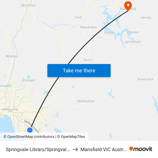 Springvale Library/Springvale Rd to Mansfield VIC Australia map