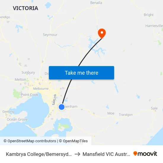 Kambrya College/Bemersyde Dr to Mansfield VIC Australia map