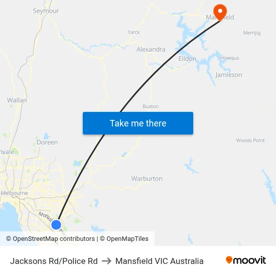 Jacksons Rd/Police Rd to Mansfield VIC Australia map