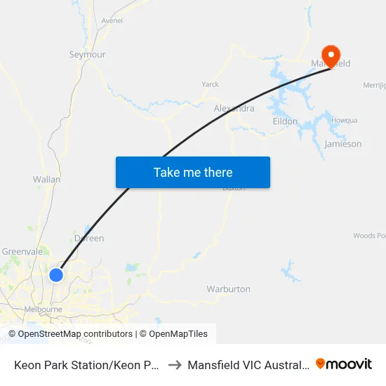 Keon Park Station/Keon Pde to Mansfield VIC Australia map
