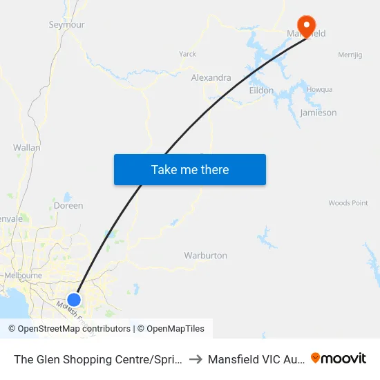 The Glen Shopping Centre/Springvale Rd to Mansfield VIC Australia map