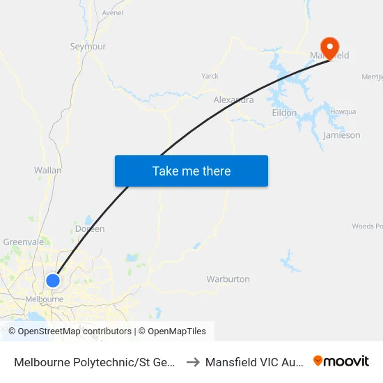 Melbourne Polytechnic/St Georges Rd to Mansfield VIC Australia map