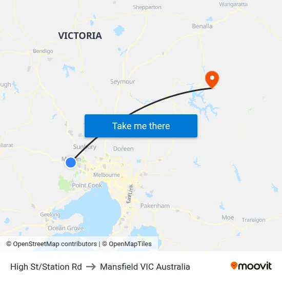 High St/Station Rd to Mansfield VIC Australia map
