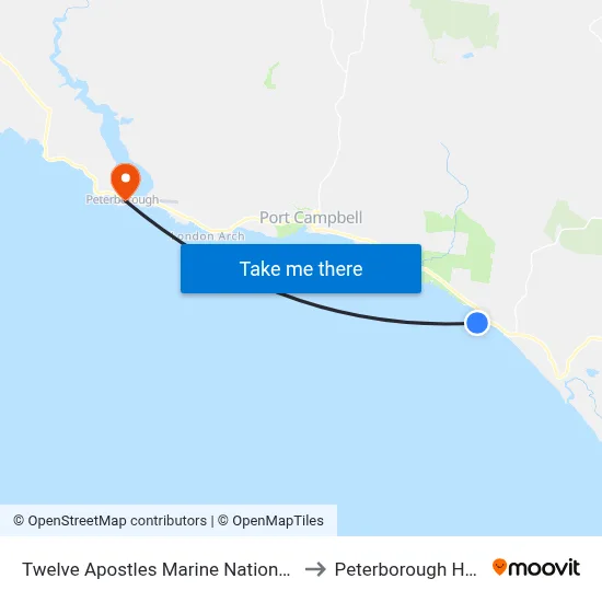 Twelve Apostles Marine National Park to Peterborough House map