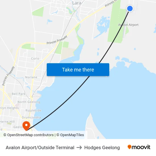 Avalon Airport/Outside Terminal to Hodges Geelong map