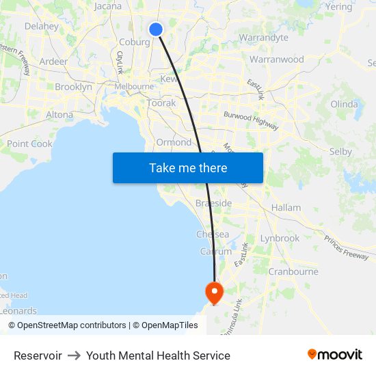 Reservoir to Youth Mental Health Service map