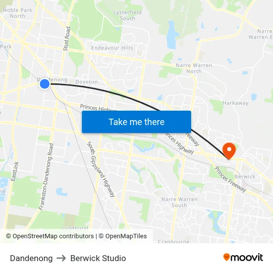 Dandenong to Berwick Studio map