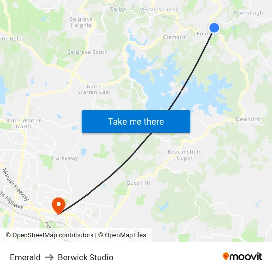 Emerald to Berwick Studio map