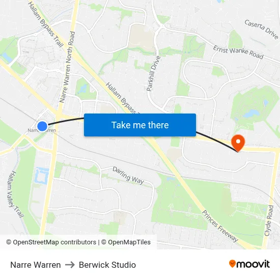 Narre Warren to Berwick Studio map