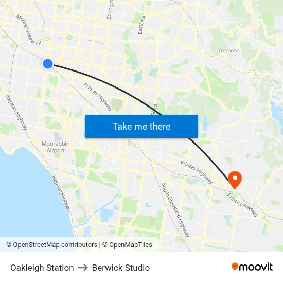 Oakleigh Station to Berwick Studio map