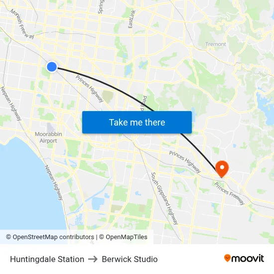 Huntingdale Station to Berwick Studio map