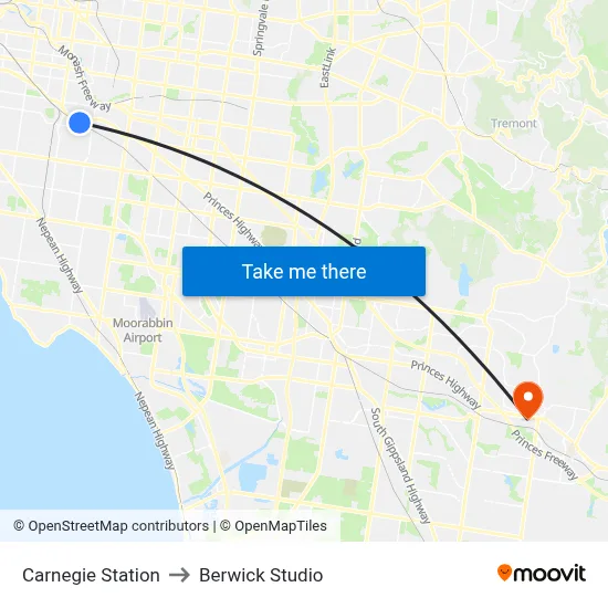 Carnegie Station to Berwick Studio map
