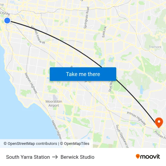 South Yarra Station to Berwick Studio map