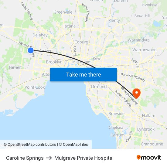 Caroline Springs to Mulgrave Private Hospital map