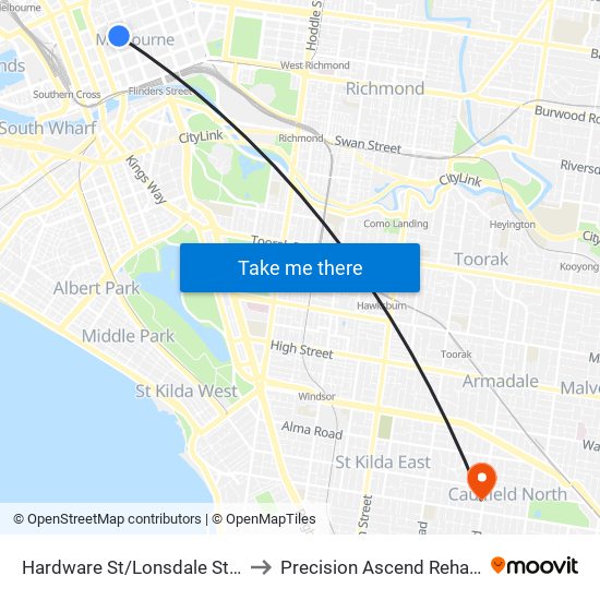 Hardware St/Lonsdale St (Melbourne City) to Precision Ascend Rehabilitation Centre map