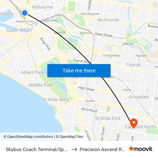 Skybus Coach Terminal/Spencer St (Melbourne City) to Precision Ascend Rehabilitation Centre map