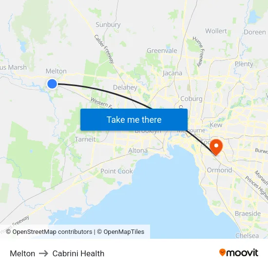 Melton to Cabrini Health map