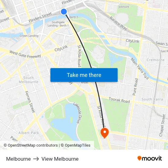 Melbourne to View Melbourne map