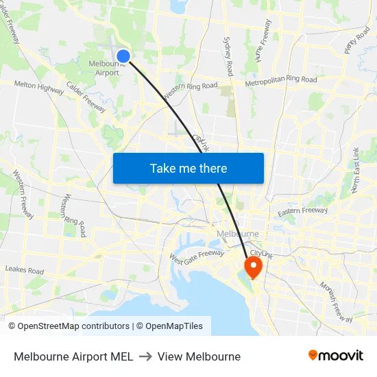 Melbourne Airport MEL to View Melbourne map
