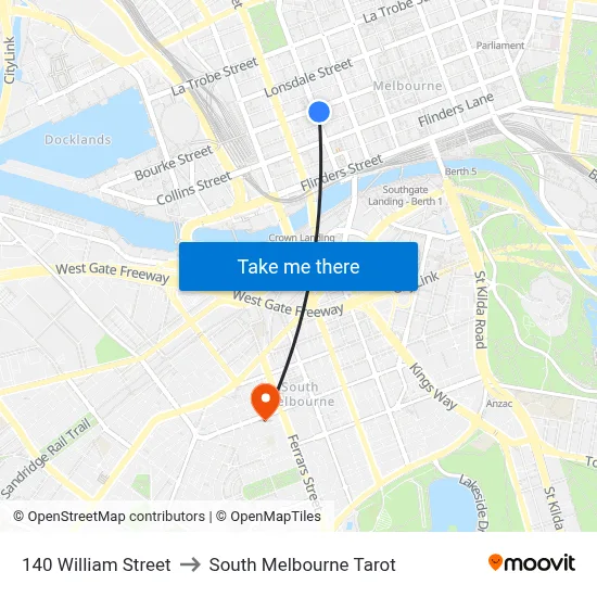 140 William Street to South Melbourne Tarot map