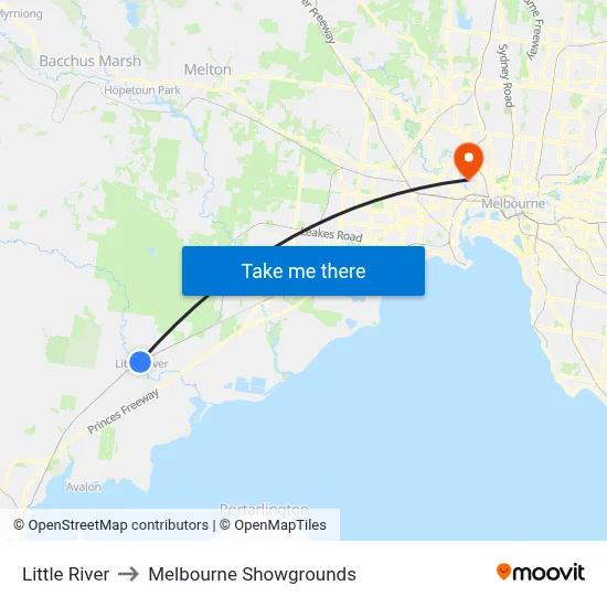 Little River to Melbourne Showgrounds map