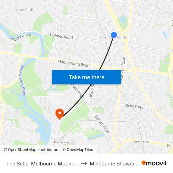 The Sebel Melbourne Moonee Ponds to Melbourne Showgrounds map