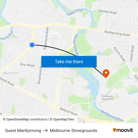Quest Maribyrnong to Melbourne Showgrounds map