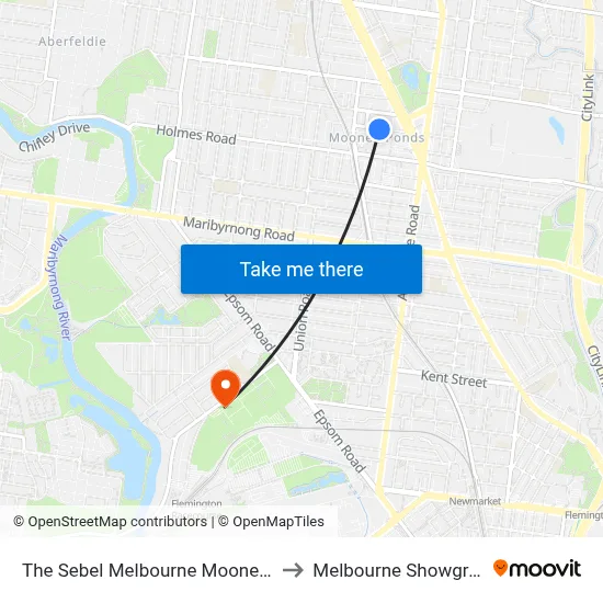 The Sebel Melbourne Moonee Ponds to Melbourne Showgrounds map