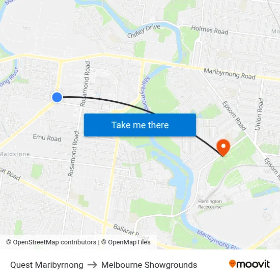 Quest Maribyrnong to Melbourne Showgrounds map