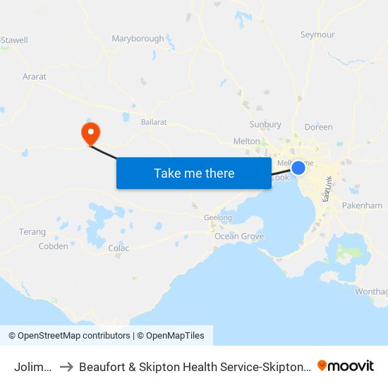 Jolimont to Beaufort & Skipton Health Service-Skipton Campus map