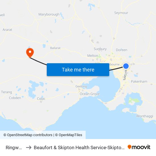 Ringwood to Beaufort & Skipton Health Service-Skipton Campus map