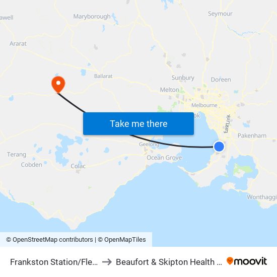 Frankston Station/Fletcher Rd (Frankston) to Beaufort & Skipton Health Service-Skipton Campus map