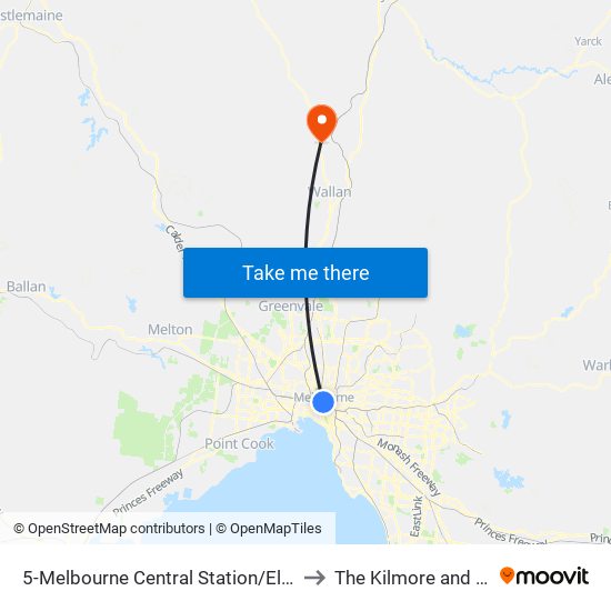 5-Melbourne Central Station/Elizabeth St (Melbourne City) to The Kilmore and District Hospital map