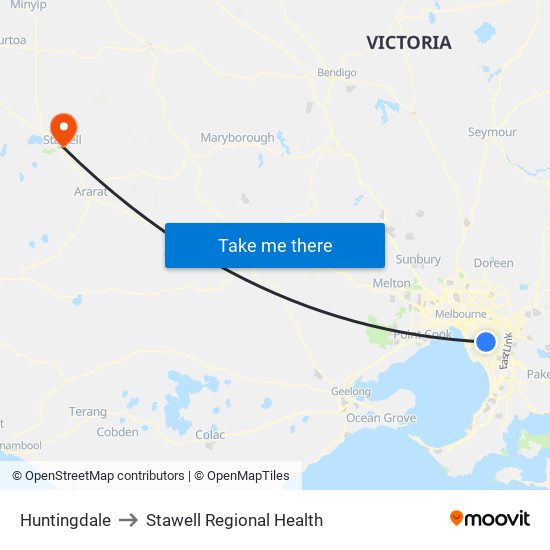 Huntingdale to Stawell Regional Health map