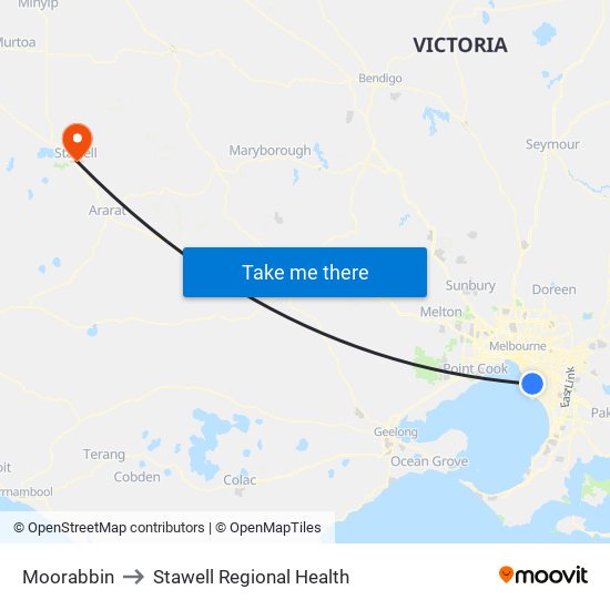 Moorabbin to Stawell Regional Health map