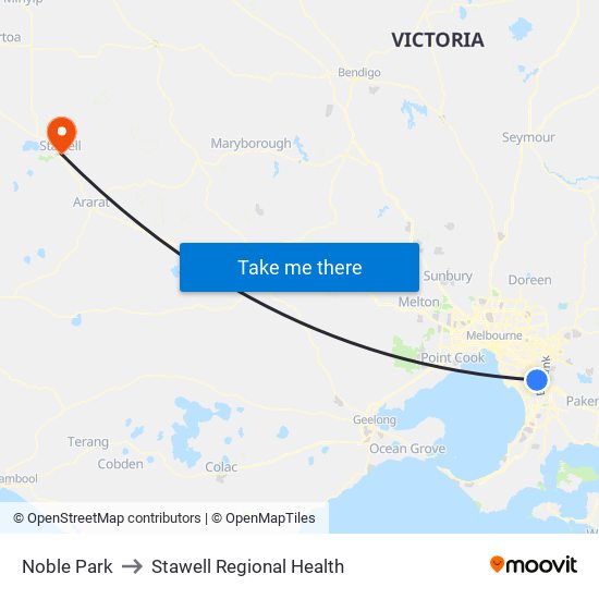 Noble Park to Stawell Regional Health map