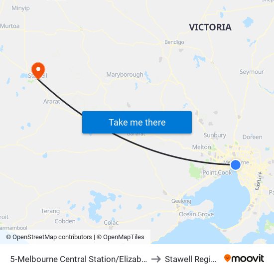 5-Melbourne Central Station/Elizabeth St (Melbourne City) to Stawell Regional Health map