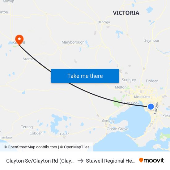 Clayton Sc/Clayton Rd (Clayton) to Stawell Regional Health map