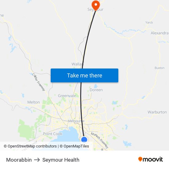 Moorabbin to Seymour Health map