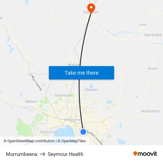 Murrumbeena to Seymour Health map