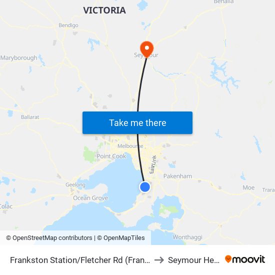Frankston Station/Fletcher Rd (Frankston) to Seymour Health map