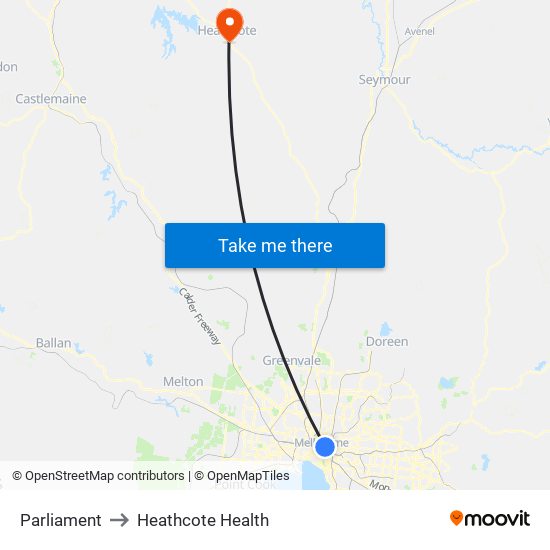 Parliament to Heathcote Health map